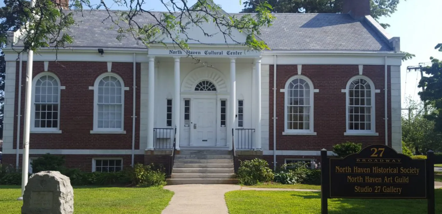 The North Haven Cultural Center at 27 Broadway, home to the North Haven Historical Society and Art Guild, showcasing local community heritage—captured by North Haven Realtor John Smolenski.