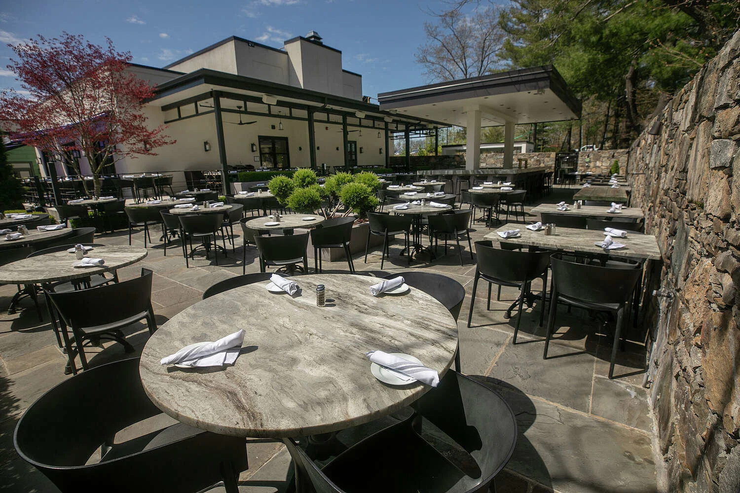 Outdoor dining patio at Viron Rondo Osteria in Cheshire, CT showcasing upscale local dining and lifestyle amenities near homes for sale in Cheshire CT, Wallingford CT, and North Haven CT by Connecticut Realtor John Smolenski.