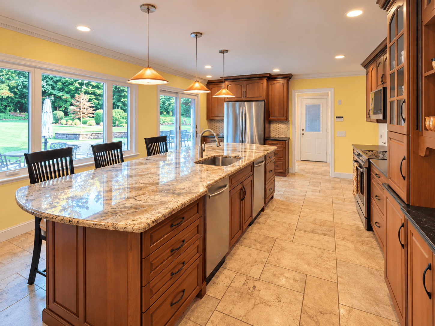 Kitchen view of windows